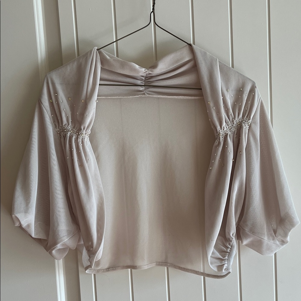 Chic Beige Women's Blouse with Embellishments